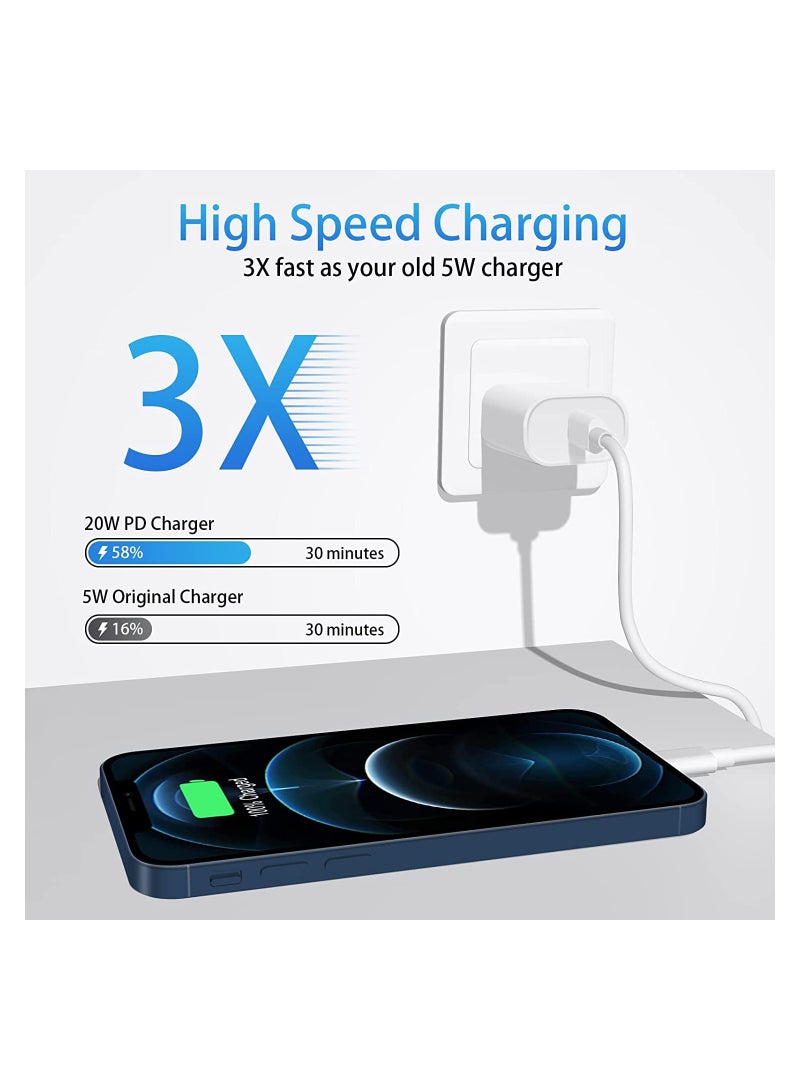 Fast Charger 【Apple MFi Certified】 20W USB C PD Wall Charger Plug with 6FT Type C to Lightning Cord Compatible with iPhone 13/12/11/Pro Max/XS Max - Image 2